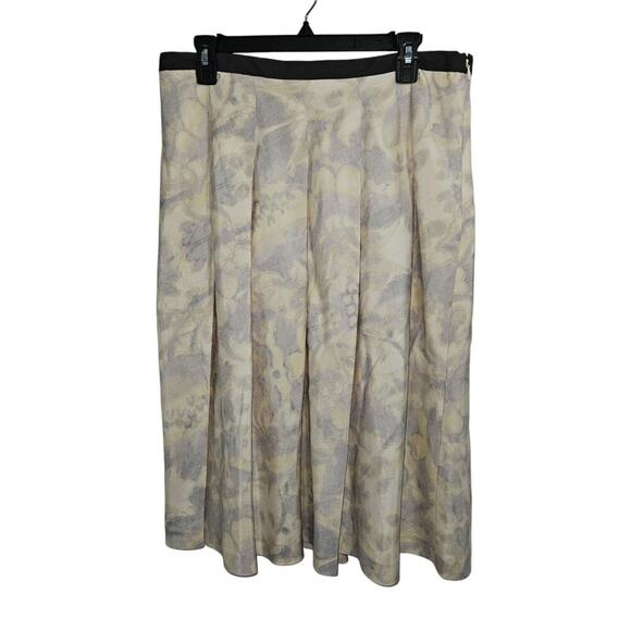 Anne Klein Womens Pleated Silk Abstract Watercolor Skirt Below Knee. Size 12 - Picture 1 of 7